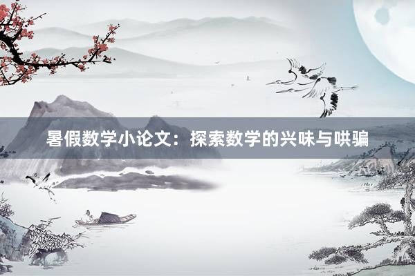 暑假数学小论文：探索数学的兴味与哄骗